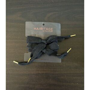 NWT Hairitage 2 Shoestring Hair Ties Mindy McKnight Black Bows Hair Accessories